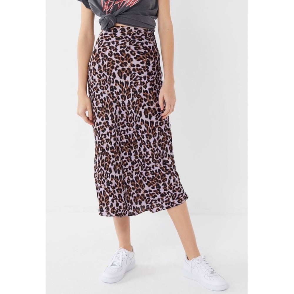 Urban Outfitters Leopard Midi Skirt in Brown and Black on Lilac